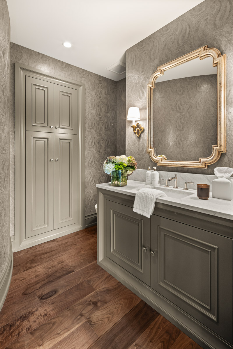 Gray Bathroom Vanity and Cabinetry